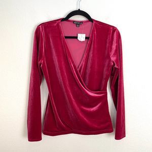 NEW J Crew Mercantile Womens Small Velvet Surplice Top Long Sleeve Shirt Stretch